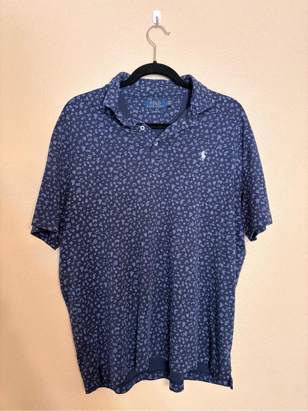 Polo by Ralph Lauren Navy Blue Floral-Print Polo